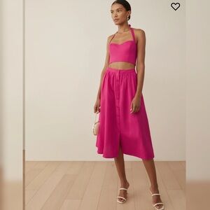 NWT REFORMATION LINEN TWO PIECE SKIRT SET